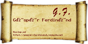 Gáspár Ferdinánd névjegykártya